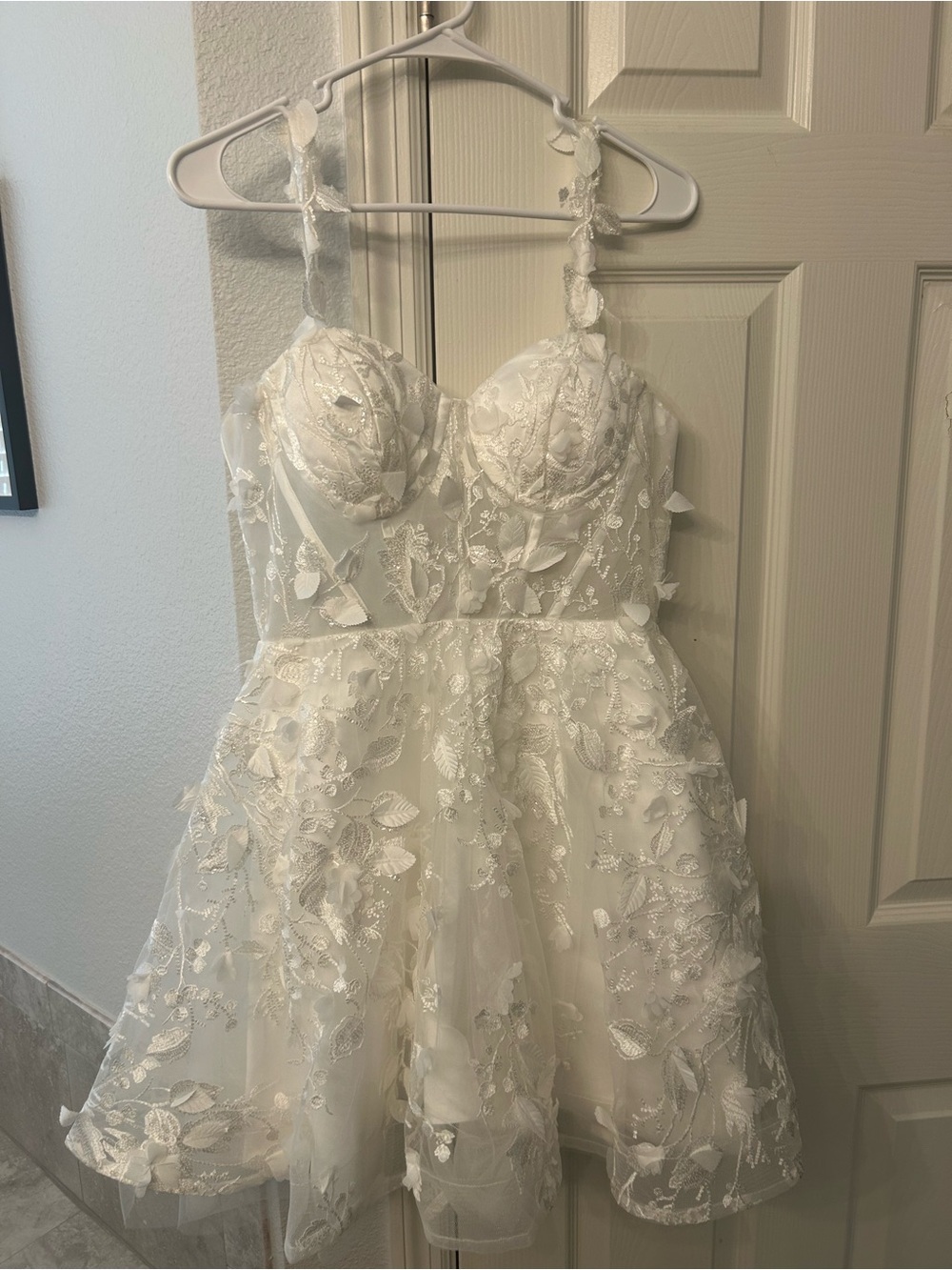 White Floral Lace Party Dress for Girls